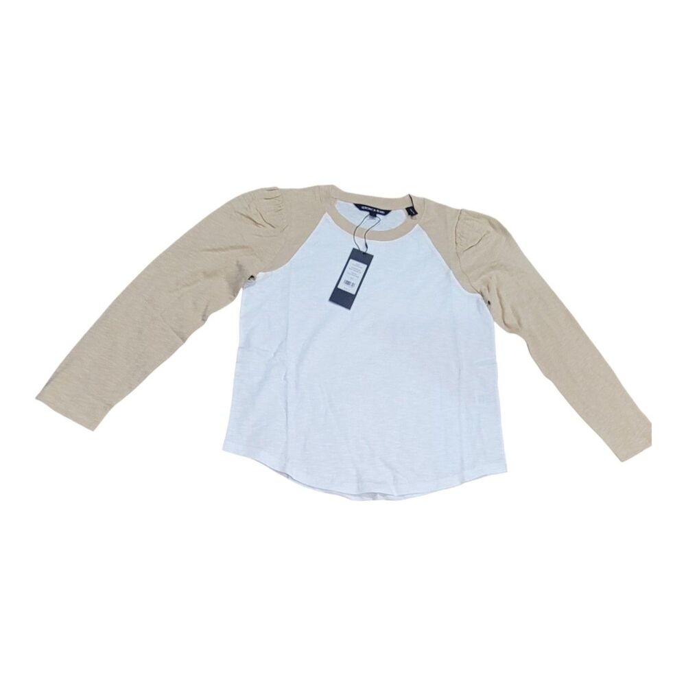 Veronica Beard White and Tan Long Sleeve Tee - Picture 14 of 14